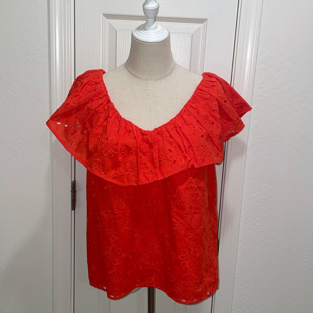 Ann Taylor Red Ruffled Women's Top